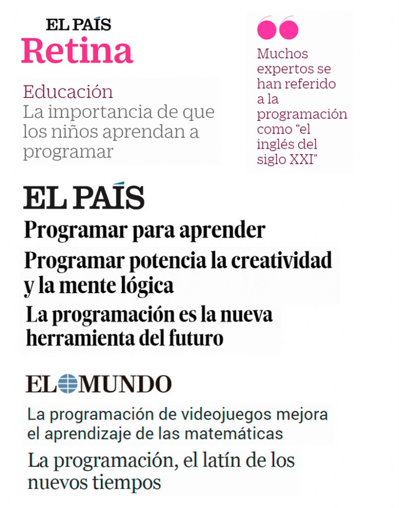 Titulares en prensa sobre la importancia de la programación