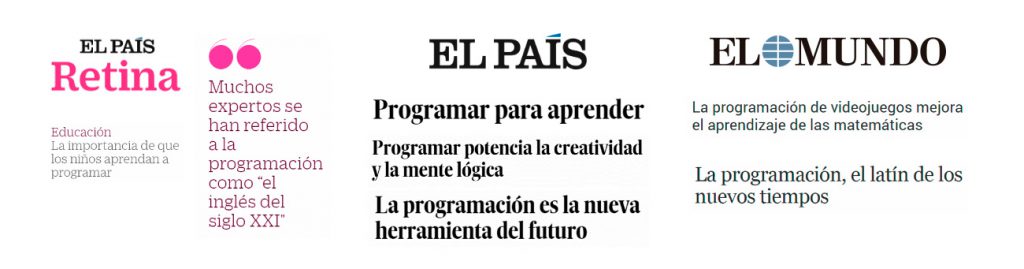 Titulares en prensa sobre la importancia de la programación