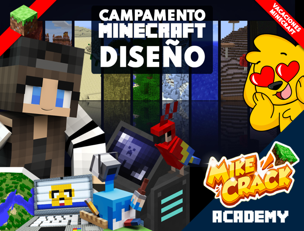 Vacaciones 2024 - Campamento Minecraft Diseño - Mikecrack Academy